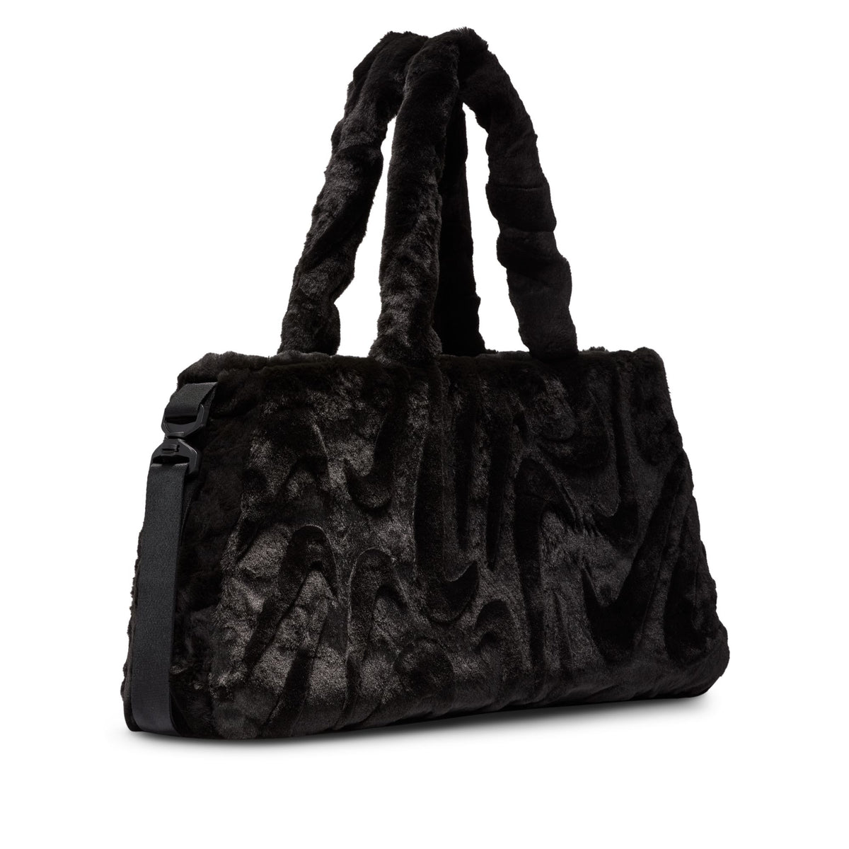 Nike NSW Faux Fur Tote (10L) - Black/Metallic Silver FZ1323-010