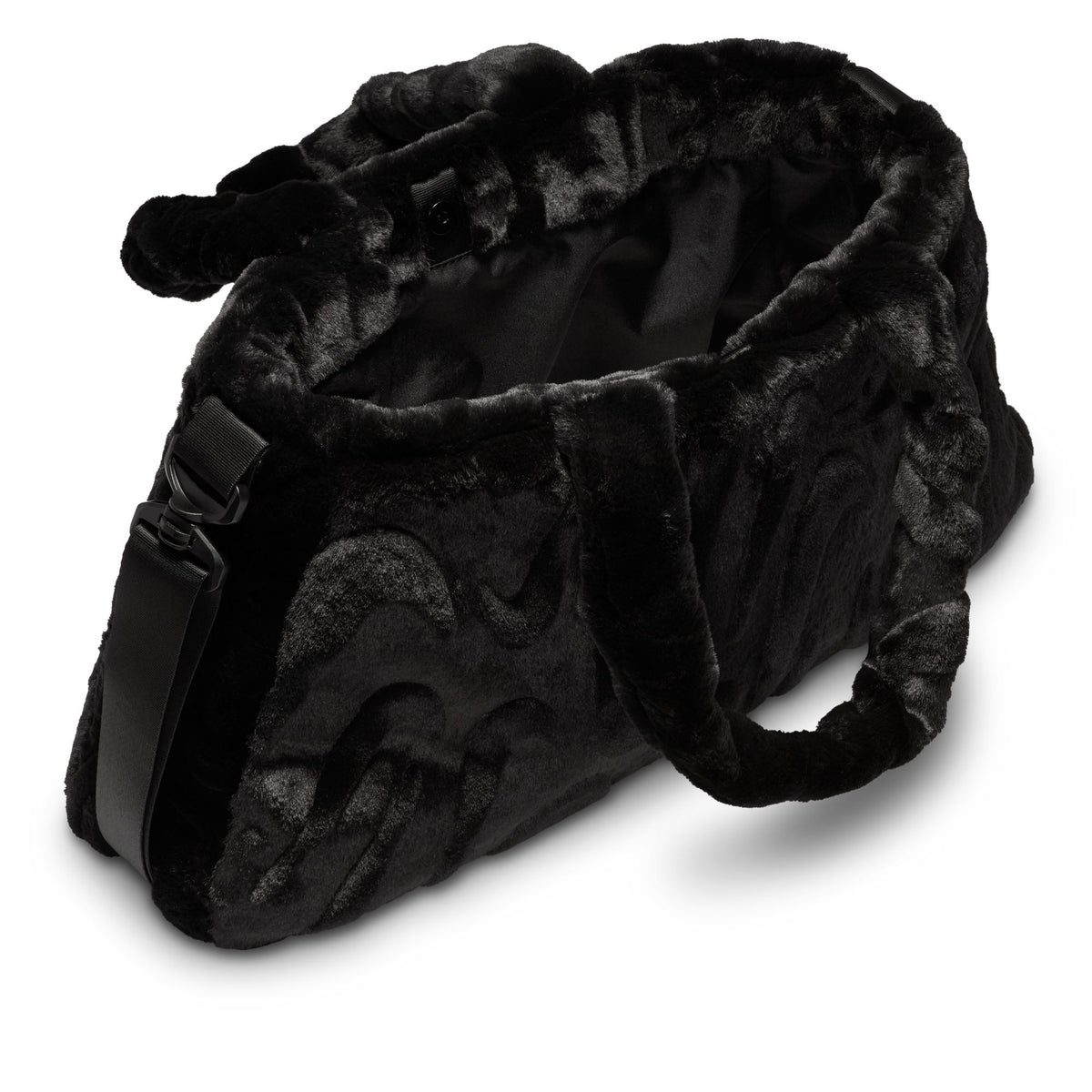 Nike NSW Faux Fur Tote (10L) - Black/Metallic Silver FZ1323-010