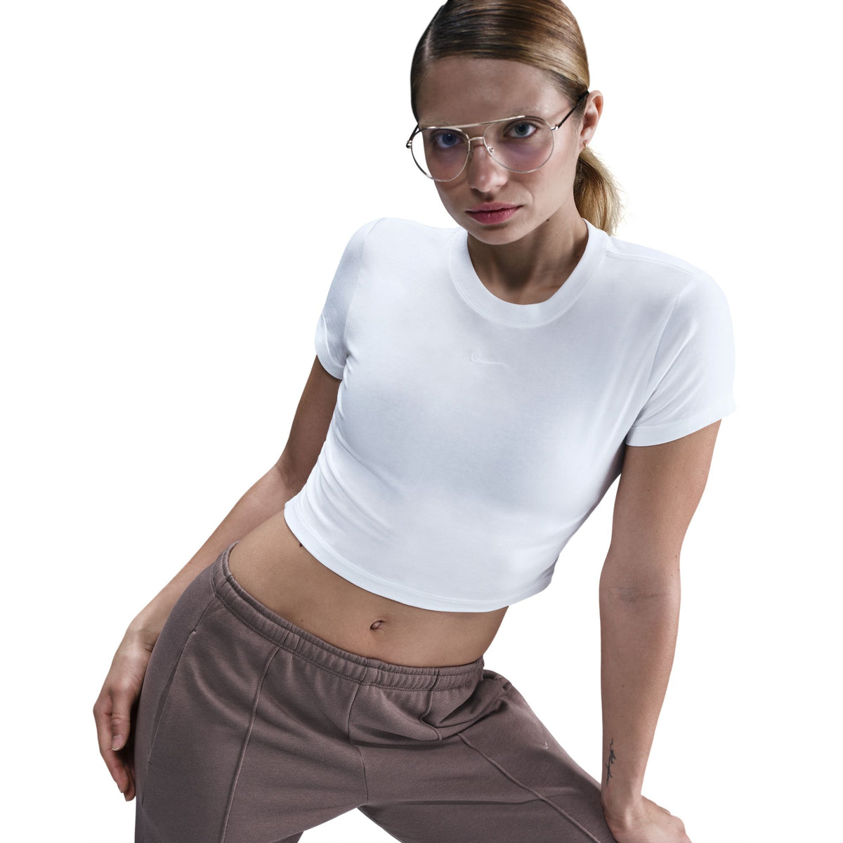 Nike W NSW Chill Knit Cropped T-Shirt White/White HF9538-100