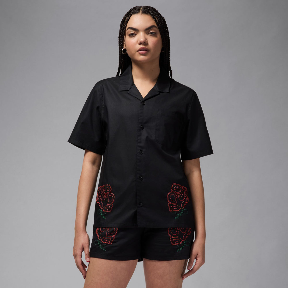 Nike W Short-Sleeve Woven Top - Black HJ0096-010