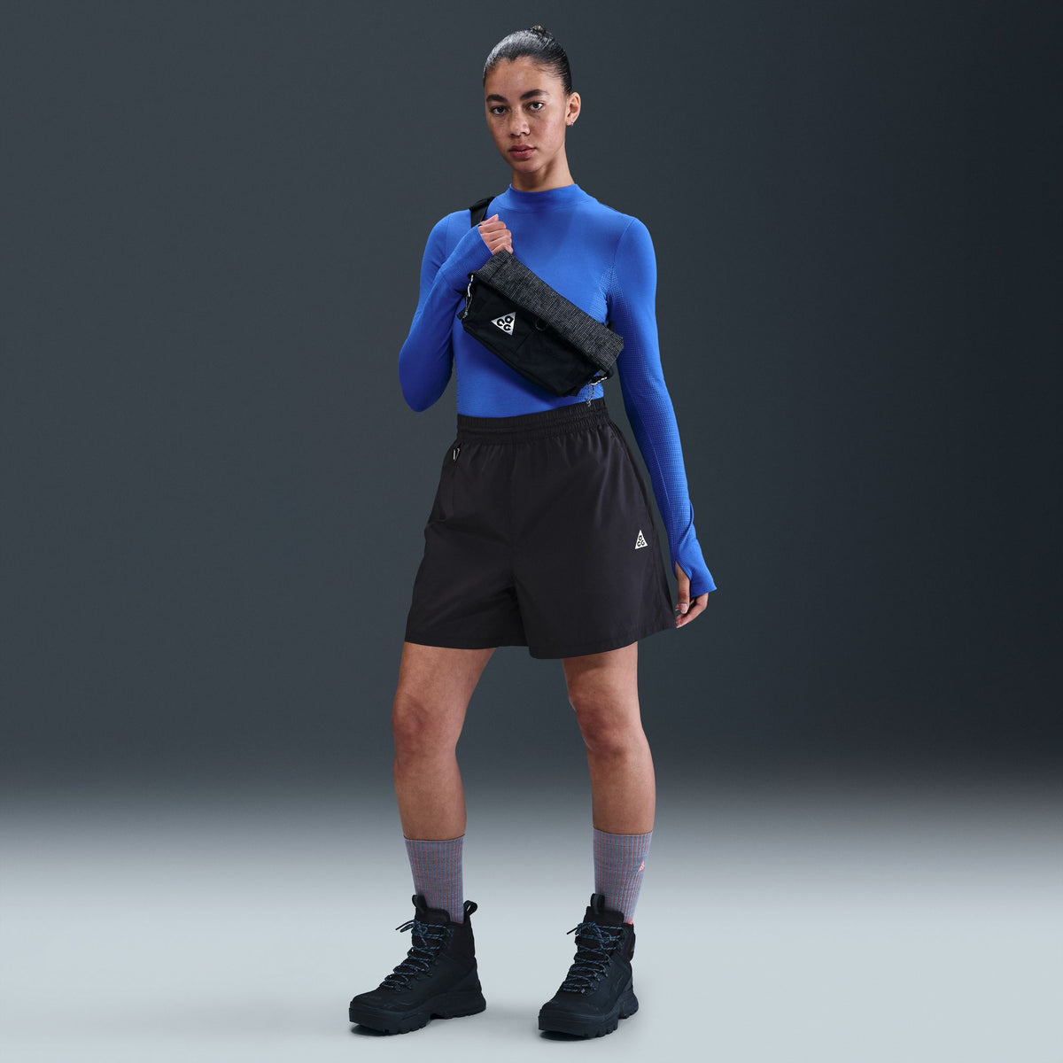 W ACG Repel Mid-Rise Ripstop Shorts - Black/White HJ0263-010
