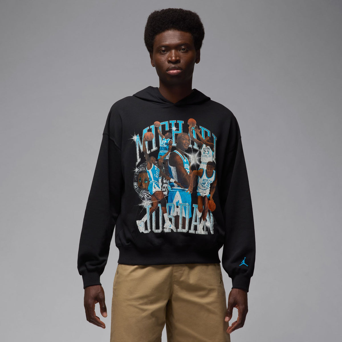 Jordan Flight Oversized Pullover Hoodie - Black/Dark Powder Blue HV0113-010