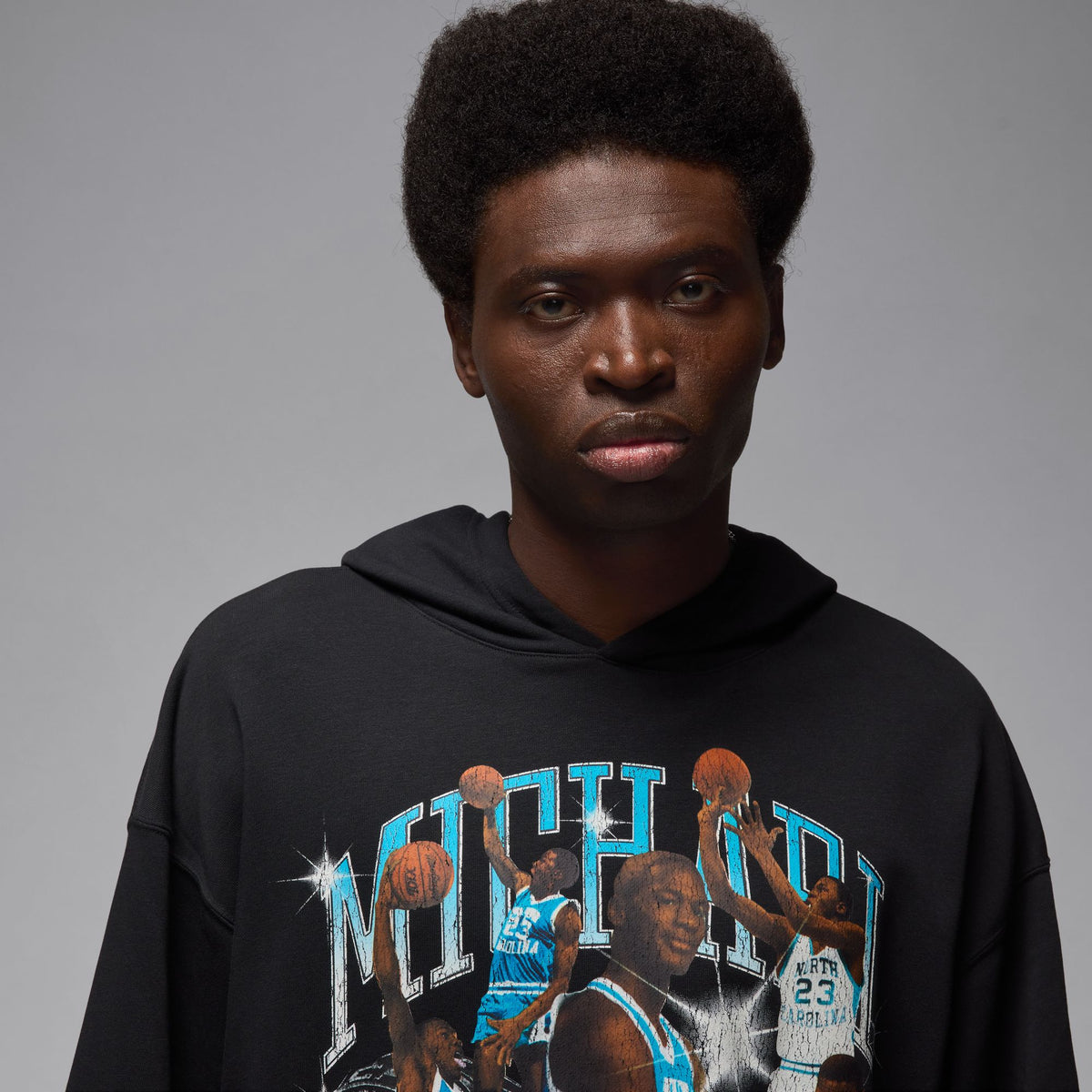 Jordan Flight Oversized Pullover Hoodie - Black/Dark Powder Blue HV0113-010