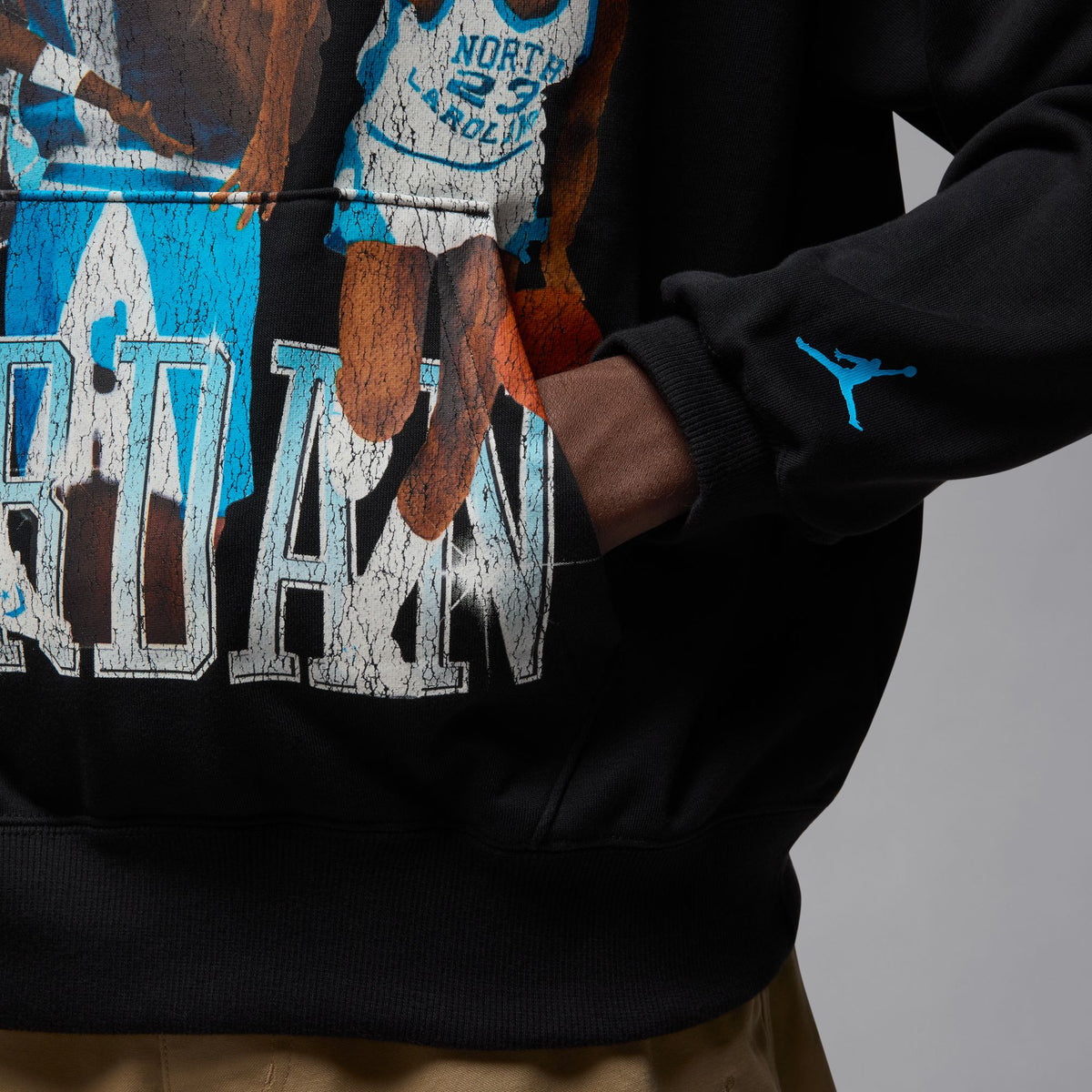 Jordan Flight Oversized Pullover Hoodie - Black/Dark Powder Blue HV0113-010