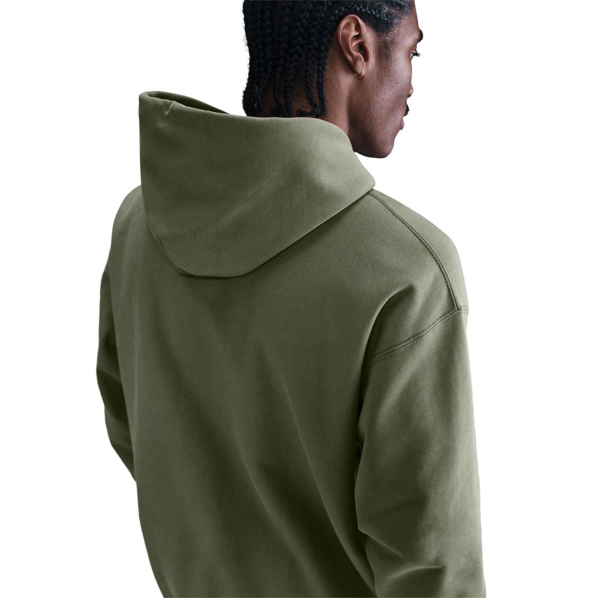 Nike Solo Swoosh Pullover Hoodie - Medium Olive/White HV1082-222