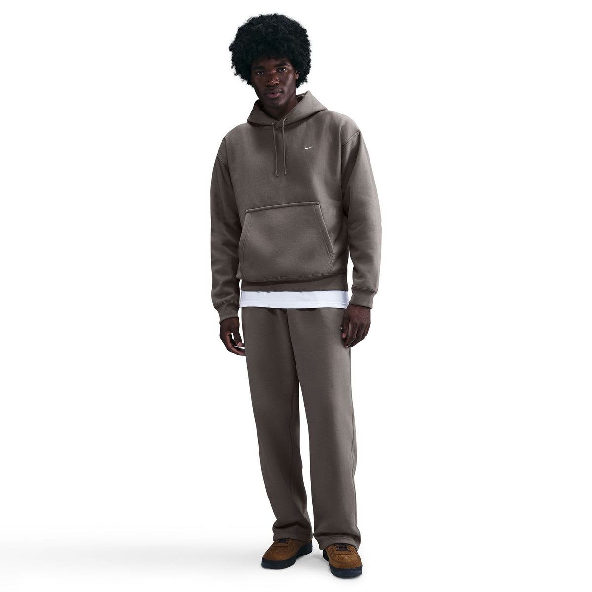 Nike Solo Swoosh Pullover Hoodie Cave Stone/White HV1082-289