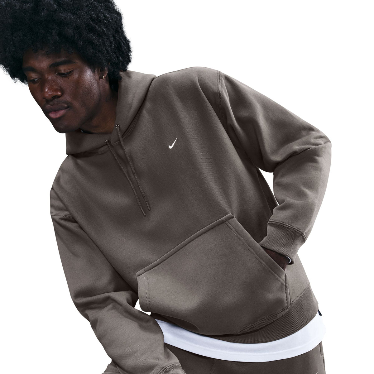 Nike Solo Swoosh Pullover Hoodie Cave Stone/White HV1082-289