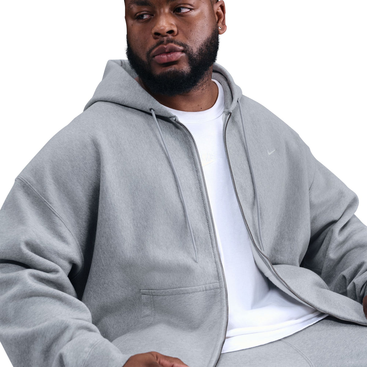 Nike Solo Swoosh Full-Zip Fleece Hoodie Dk Grey Heather/Lt Smoke Grey/White HV1084-063