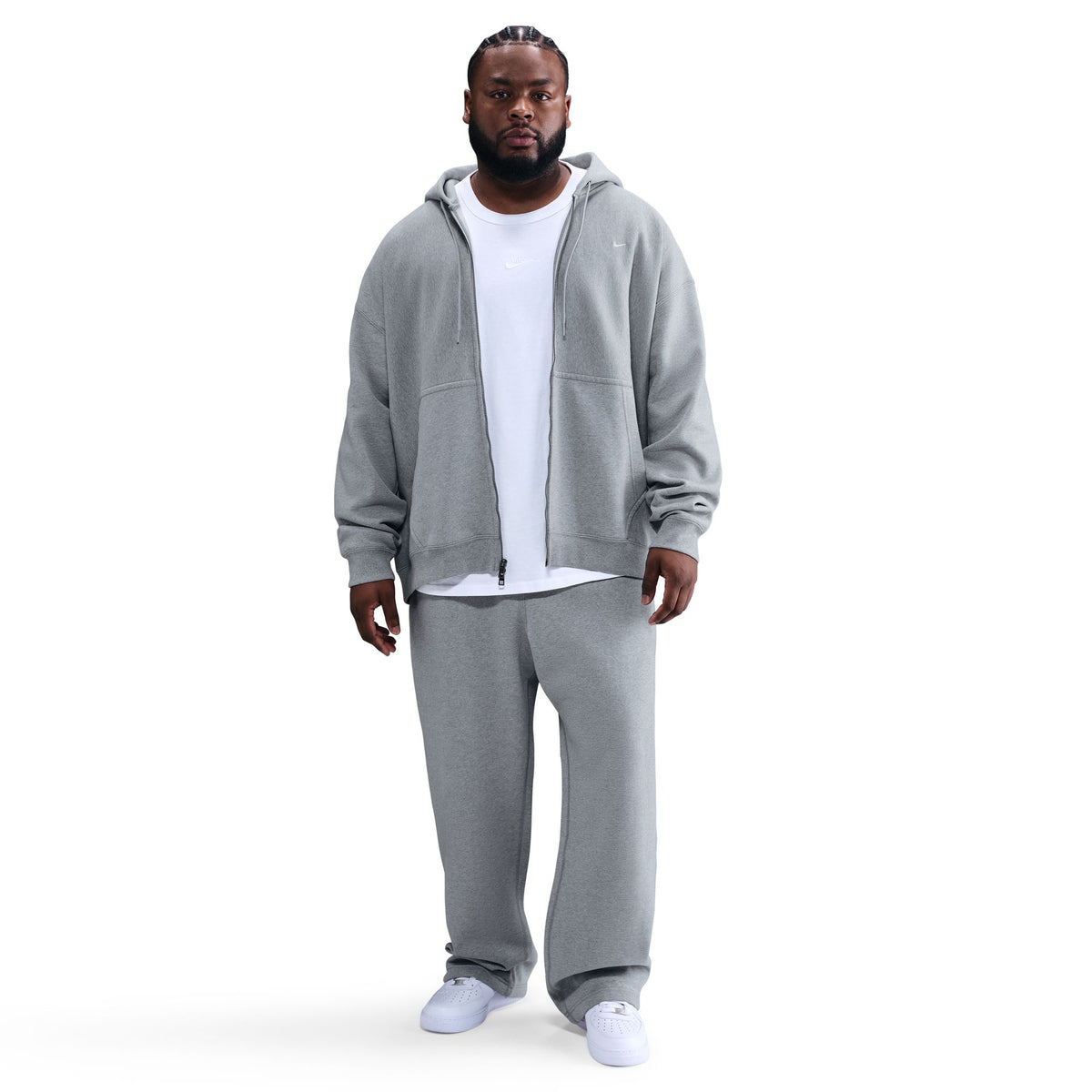 Nike Solo Swoosh Full-Zip Fleece Hoodie Dk Grey Heather/Lt Smoke Grey/White HV1084-063