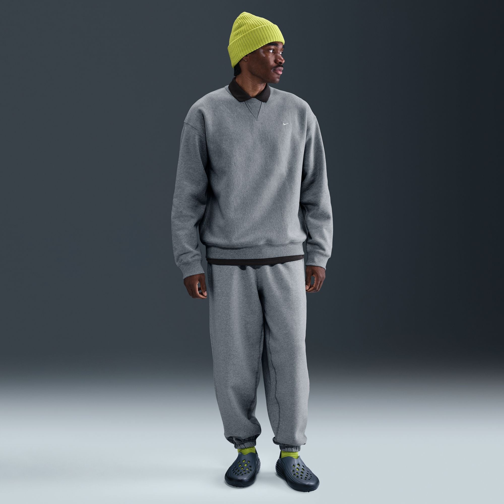 NIKE LAB SOLO SWOOSH FLEECE SETグレー　希少 Nike Solo Swoosh Fleece Crew - Dk Grey Heather/White HV1086-063 I