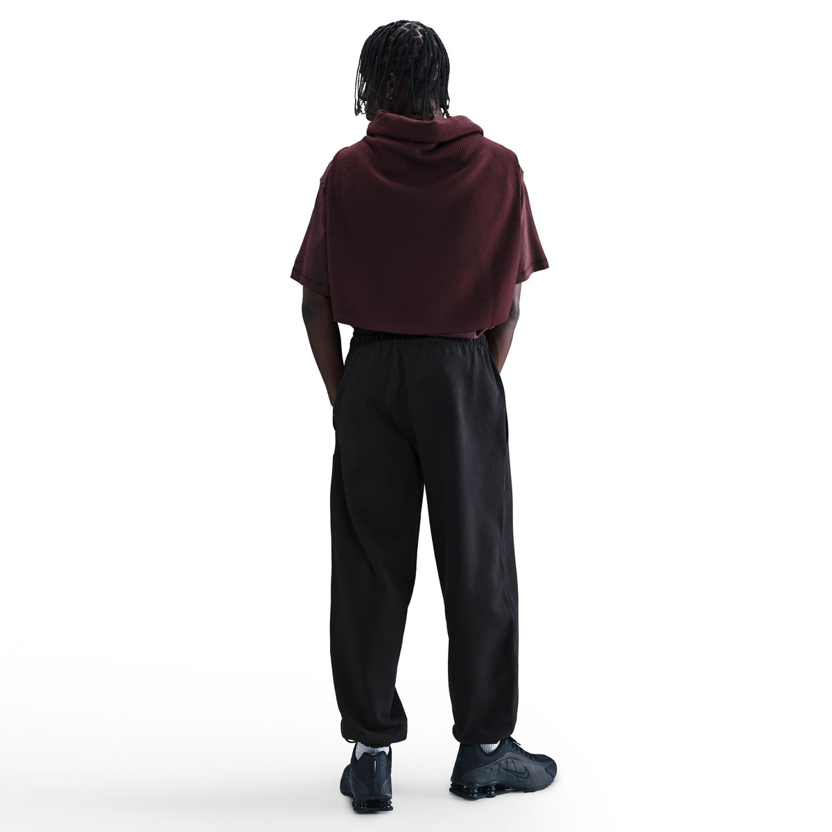 Nike Solo Swoosh Cuffed Fleece Pants - Black/White HV1088-010
