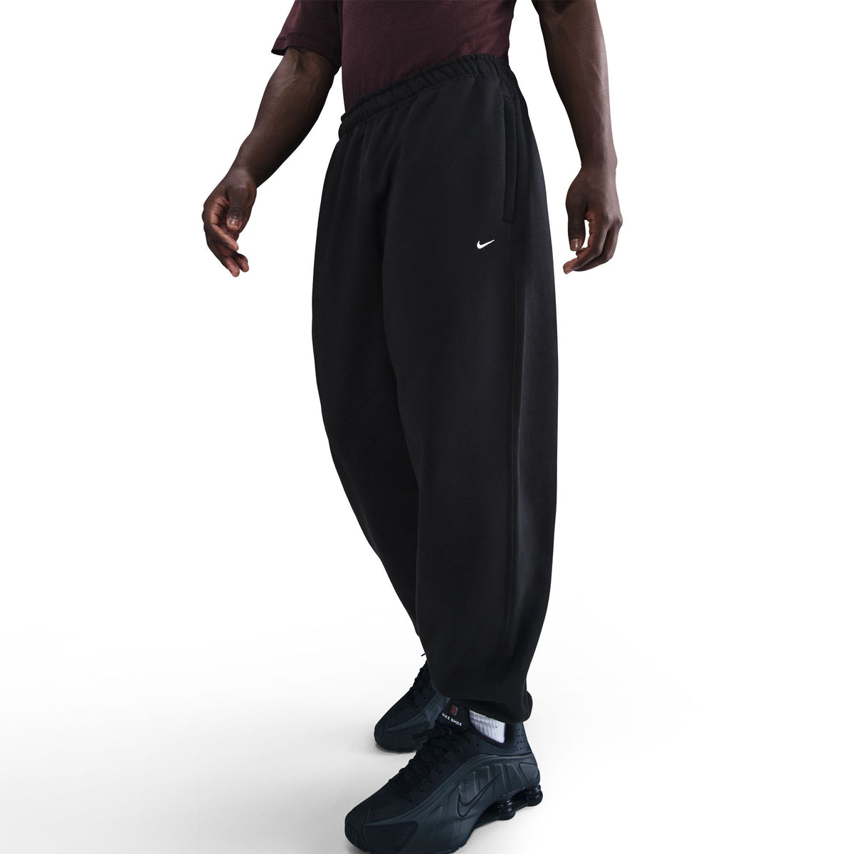Nike Solo Swoosh Cuffed Fleece Pants - Black/White HV1088-010