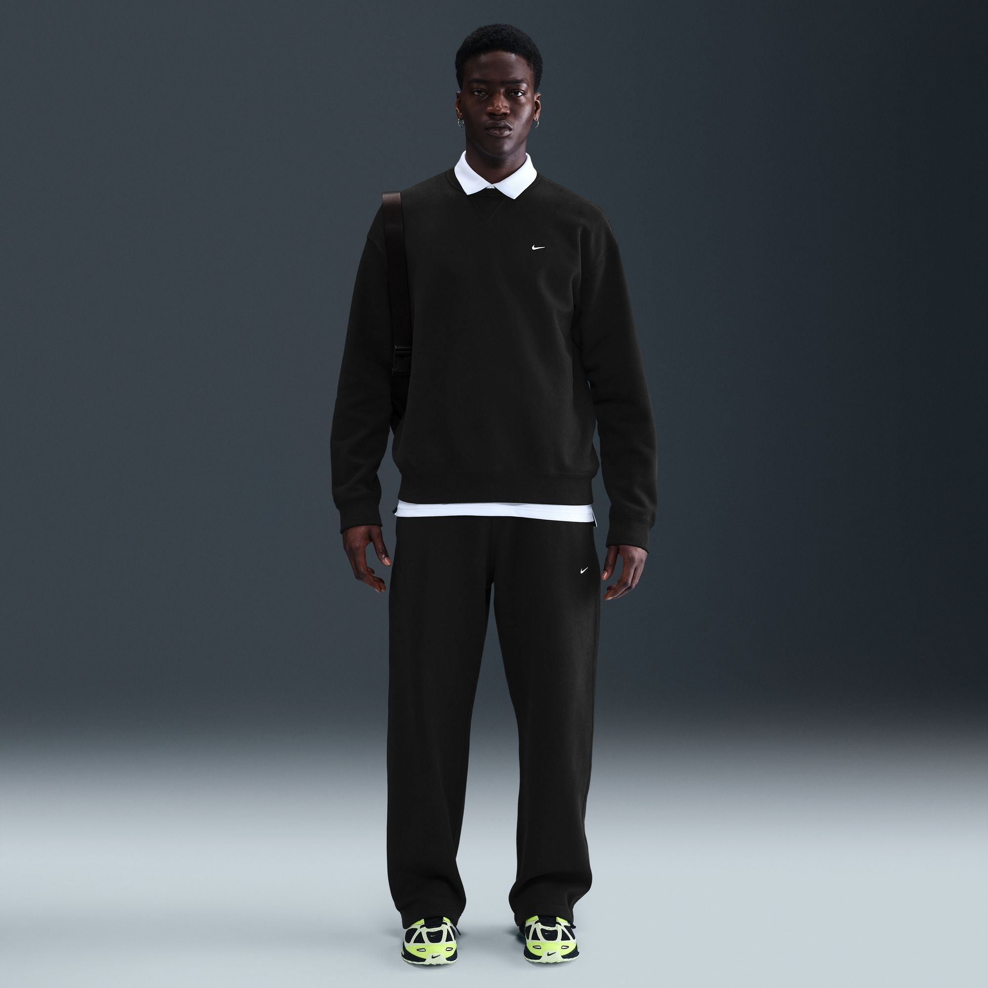 Nike Solo Swoosh Fleece Open-Hem Pants Black/White HV1090-010 I