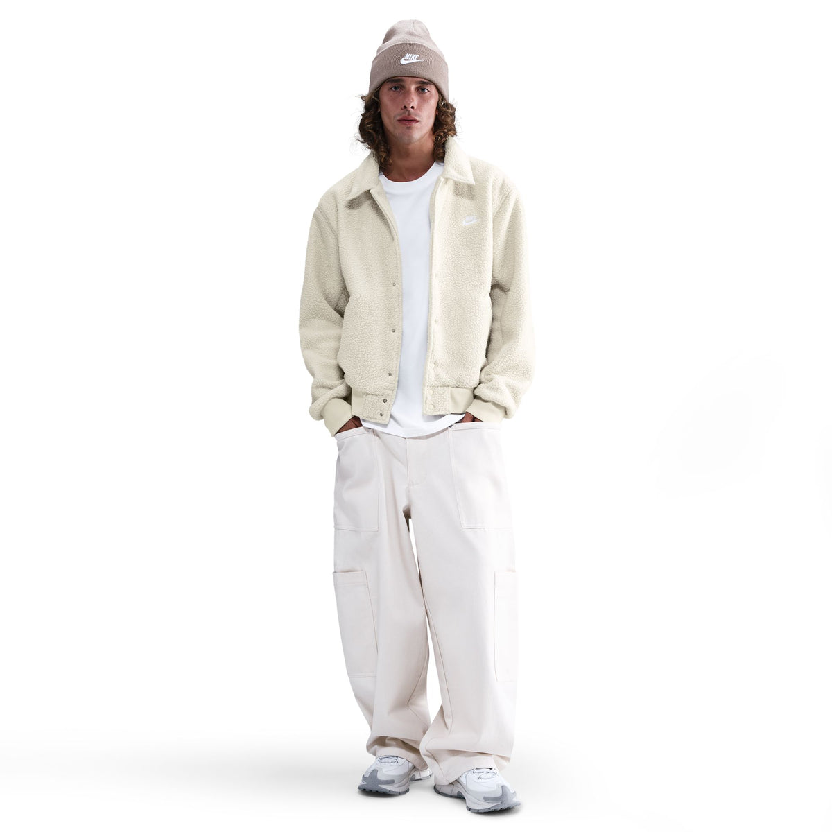 Nike Club Sherpa Coaches Jacket Light Khaki/White HV1429-297 