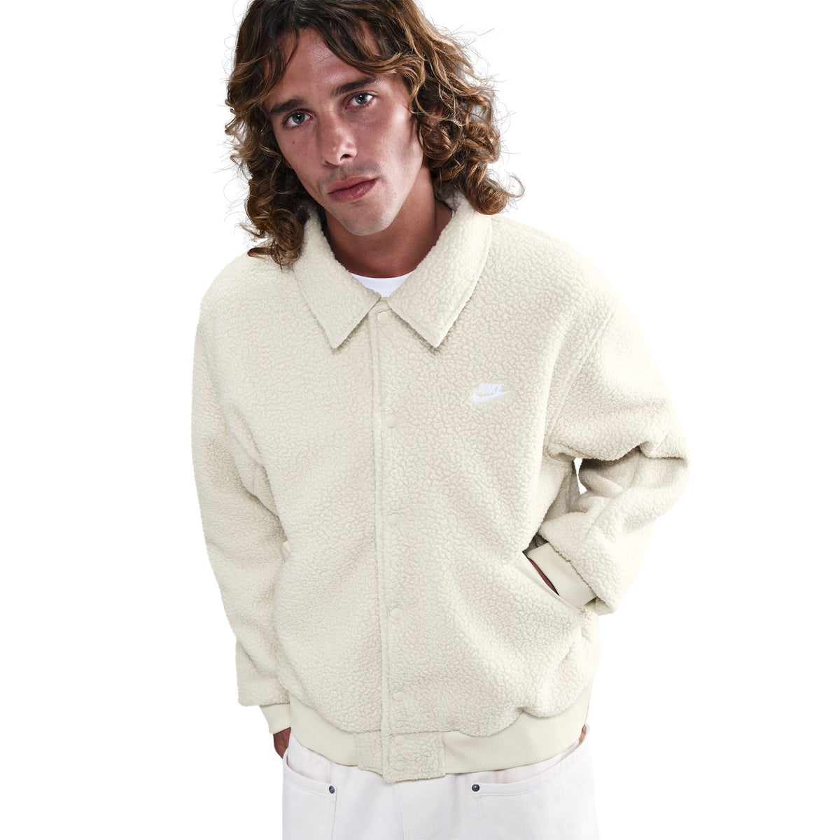 Nike Club Sherpa Coaches Jacket Light Khaki/White HV1429-297 