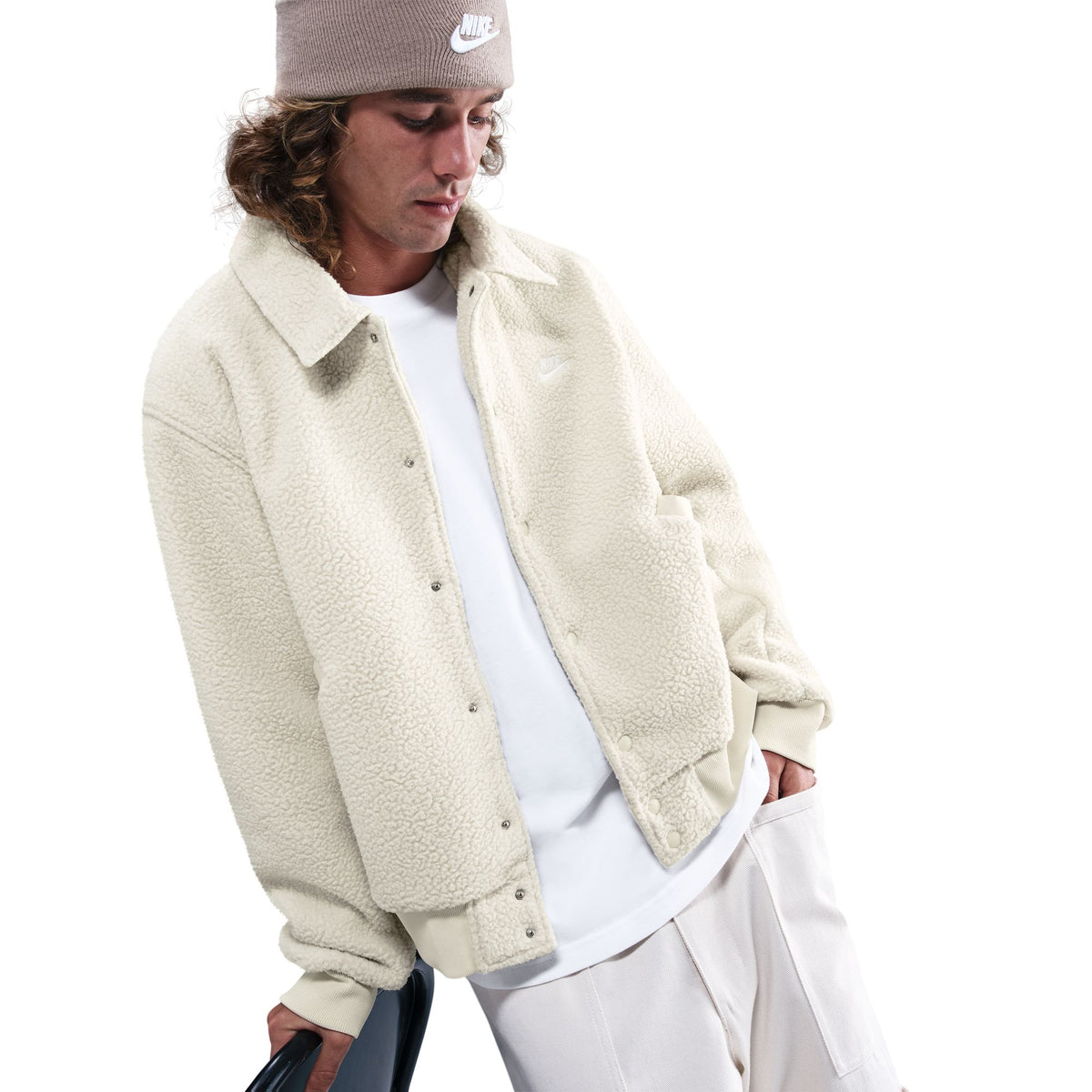 Nike Club Sherpa Coaches Jacket Light Khaki/White HV1429-297 