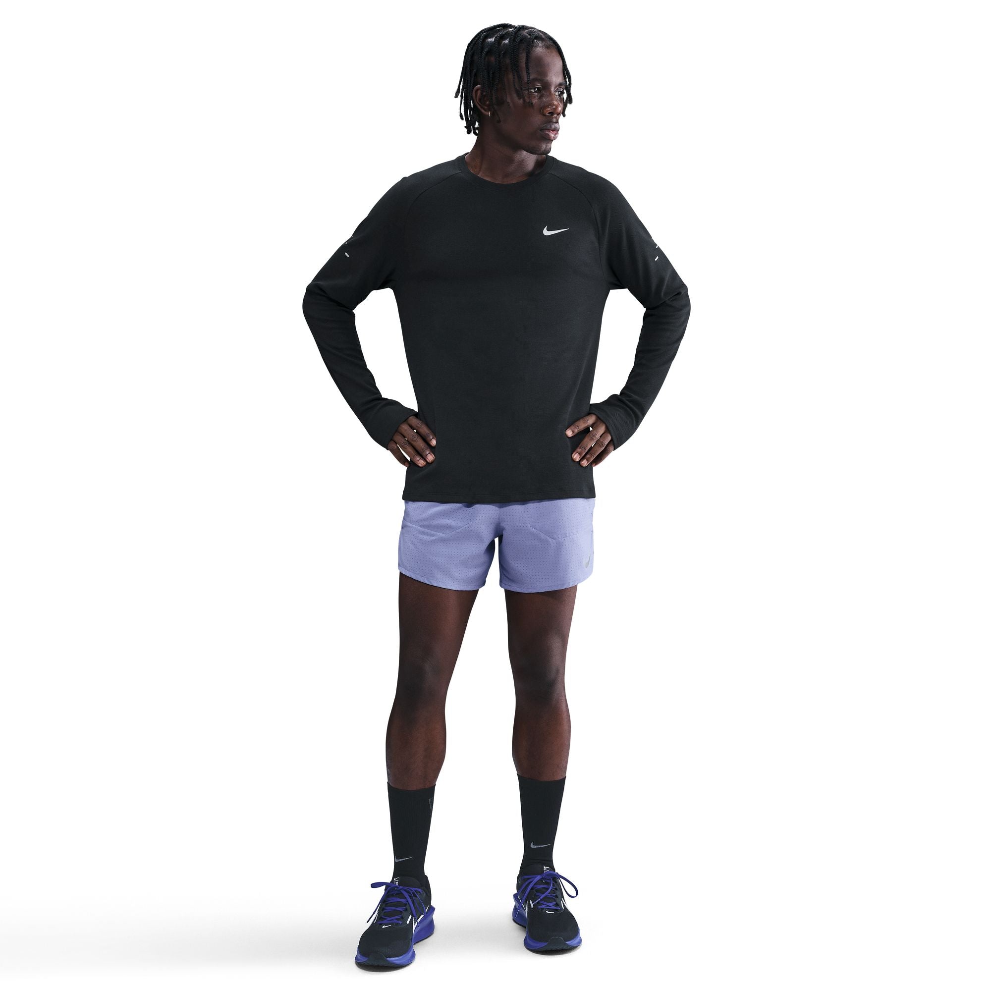 Nike Stride Dri-Fit Running Waffle Crew Black/Reflective Silver