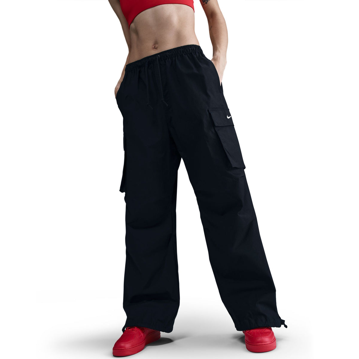 Nike W NSW Mid-Rise Oversized Cargo Pants - Black/White IB1058-010 