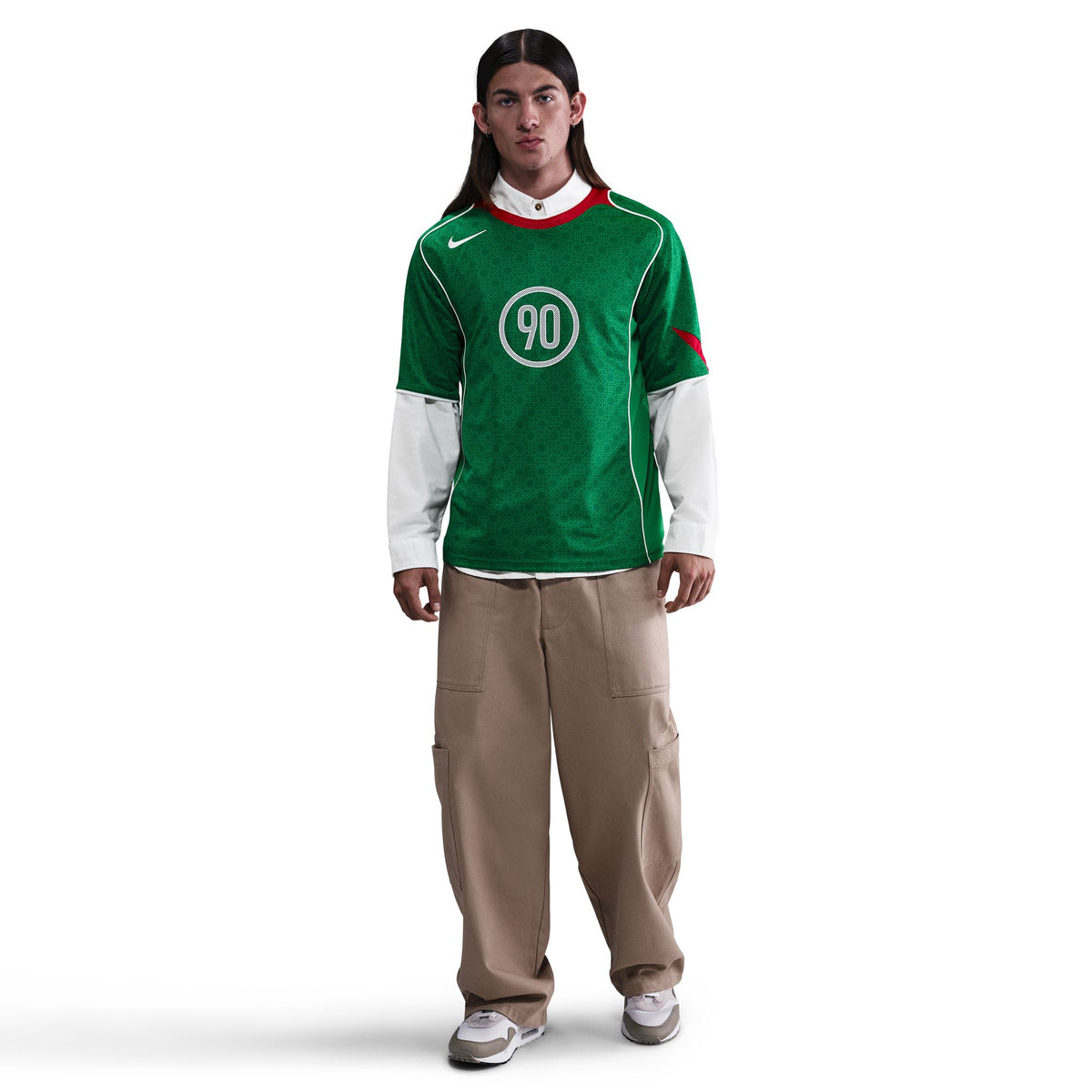 Nike Total 90 Dri-Fit Soccer Jersey - Classic Green/Sport Red/White IB4216-306 