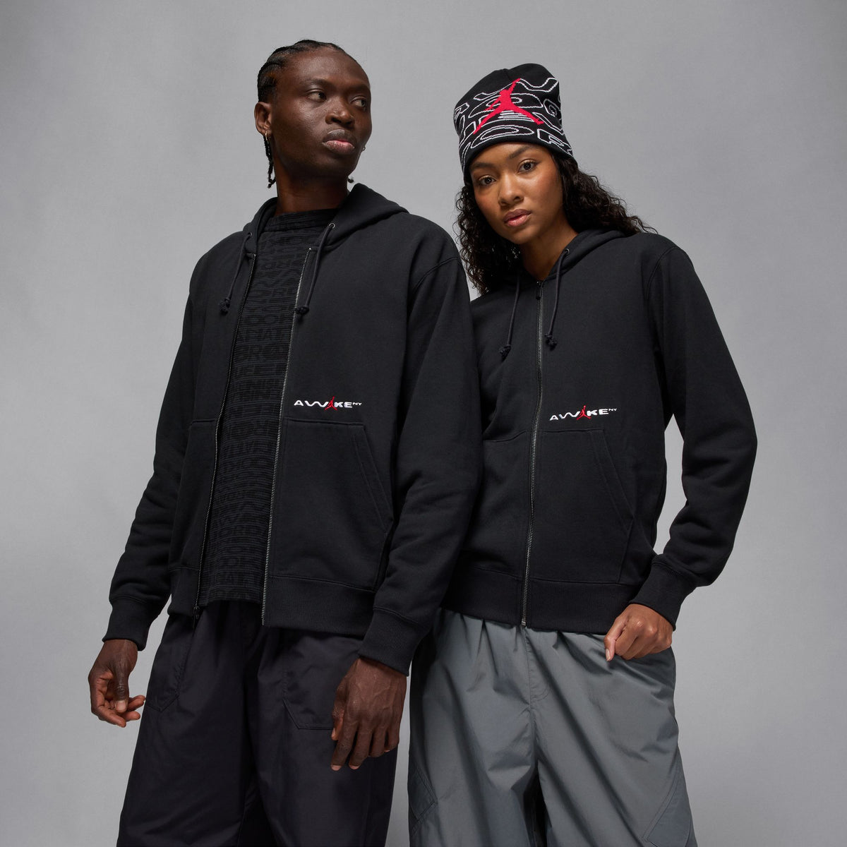 Jordan X Awake NY Full-Zip Fleece Hoodie Black/University Red IB7288-010