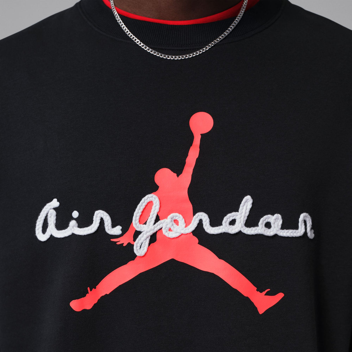 Jordan Brooklyn Fleece Crewneck Sweatshirt Black/Infrared 23 IF1845-010