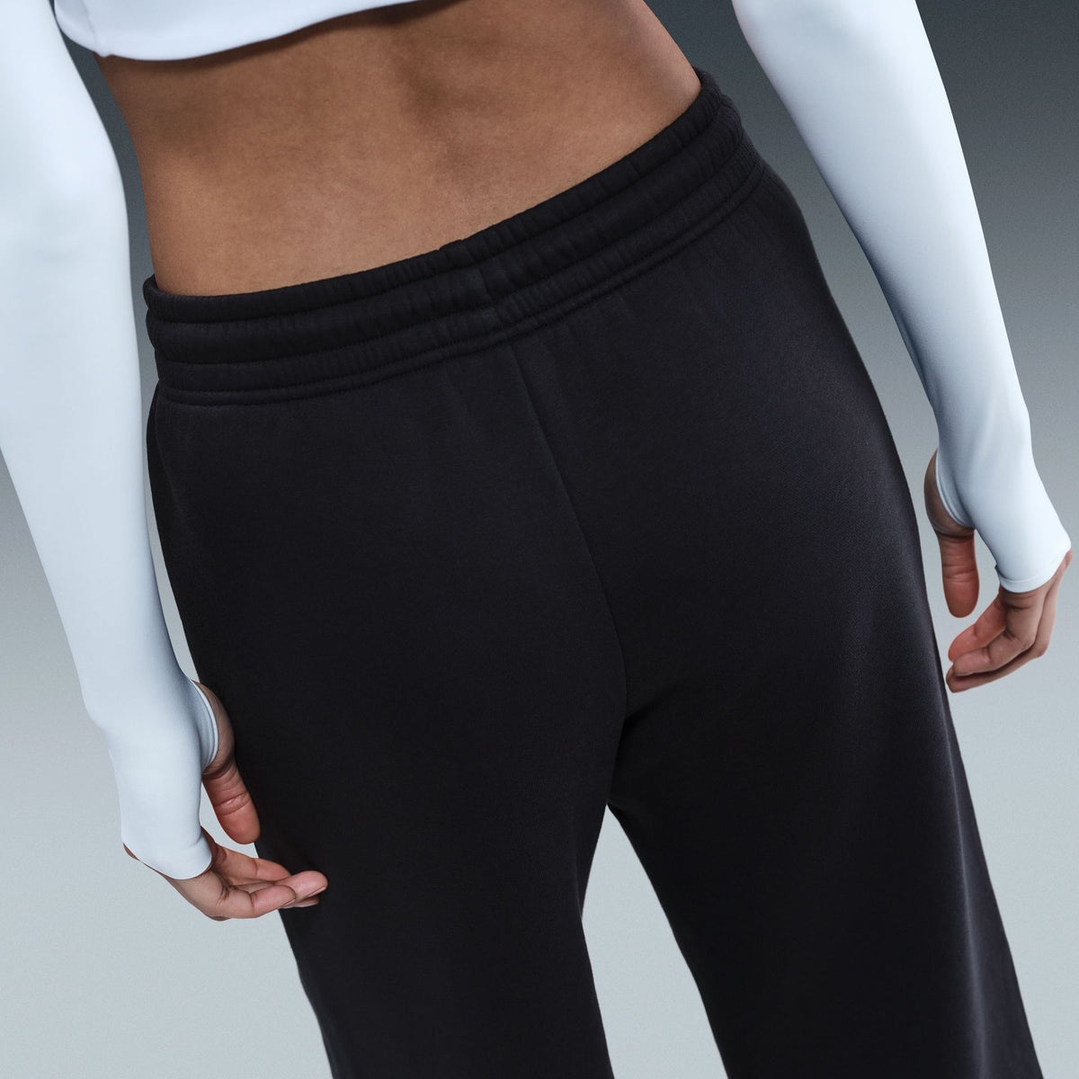 W NSW Phoenix Fleece High Waisted Wide Leg Pants Black/Sail IH1011-010 