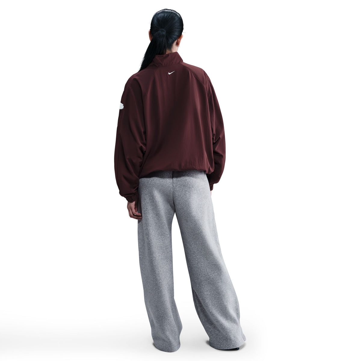 W NSW Phoenix Fleece High-Waisted Wide-Leg Pants Dk Grey Heather/Sail IH1011-063