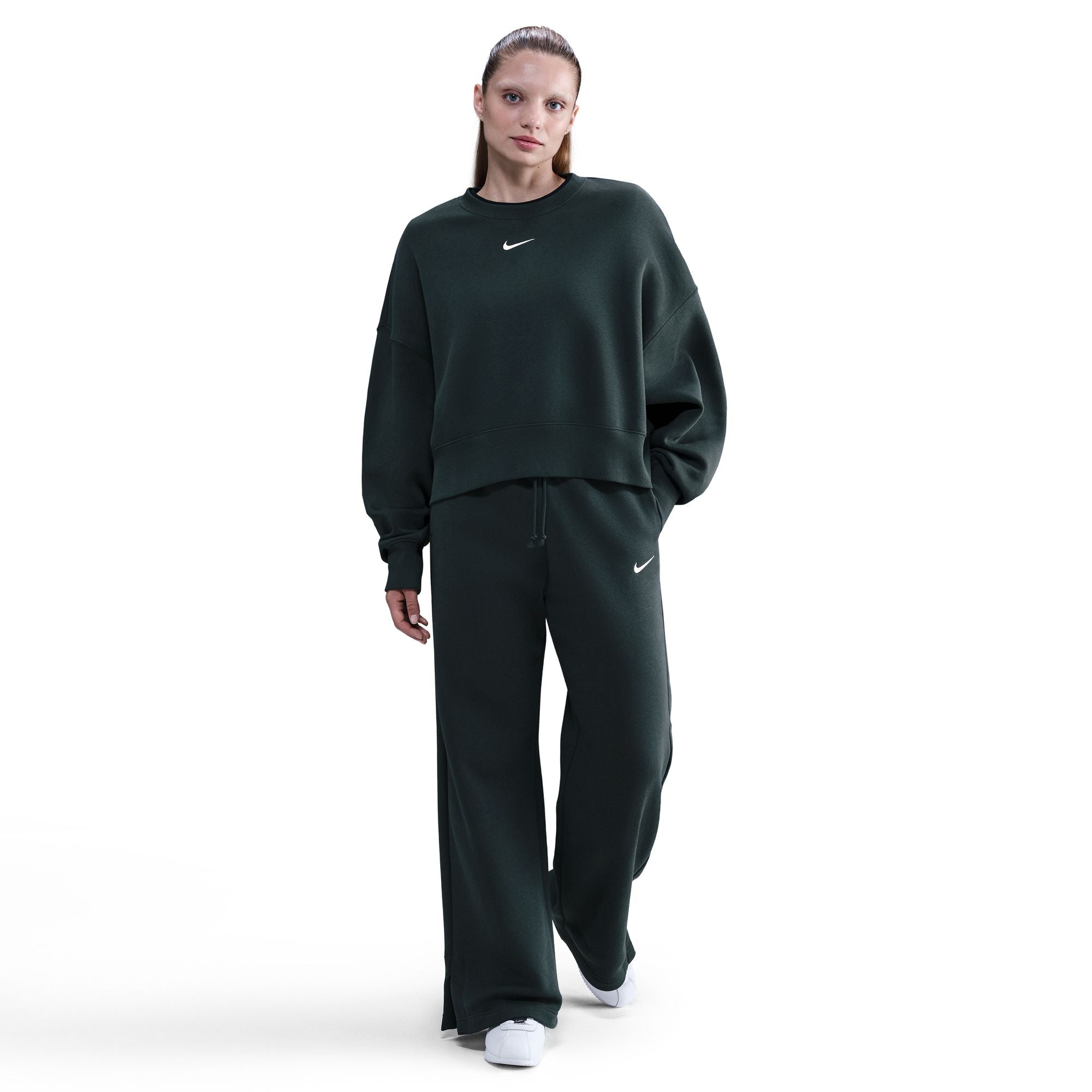 W NSW Phoenix Fleece High-Waisted Wide-Leg Pant Seaweed/Sail