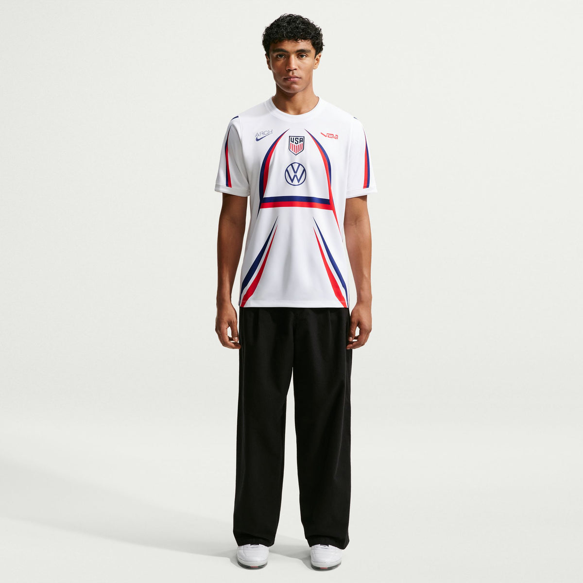 USA X V.A.A. Academy Pro Short-Sleeve Soccer Top White/Deep Royal Blue IH1696-100