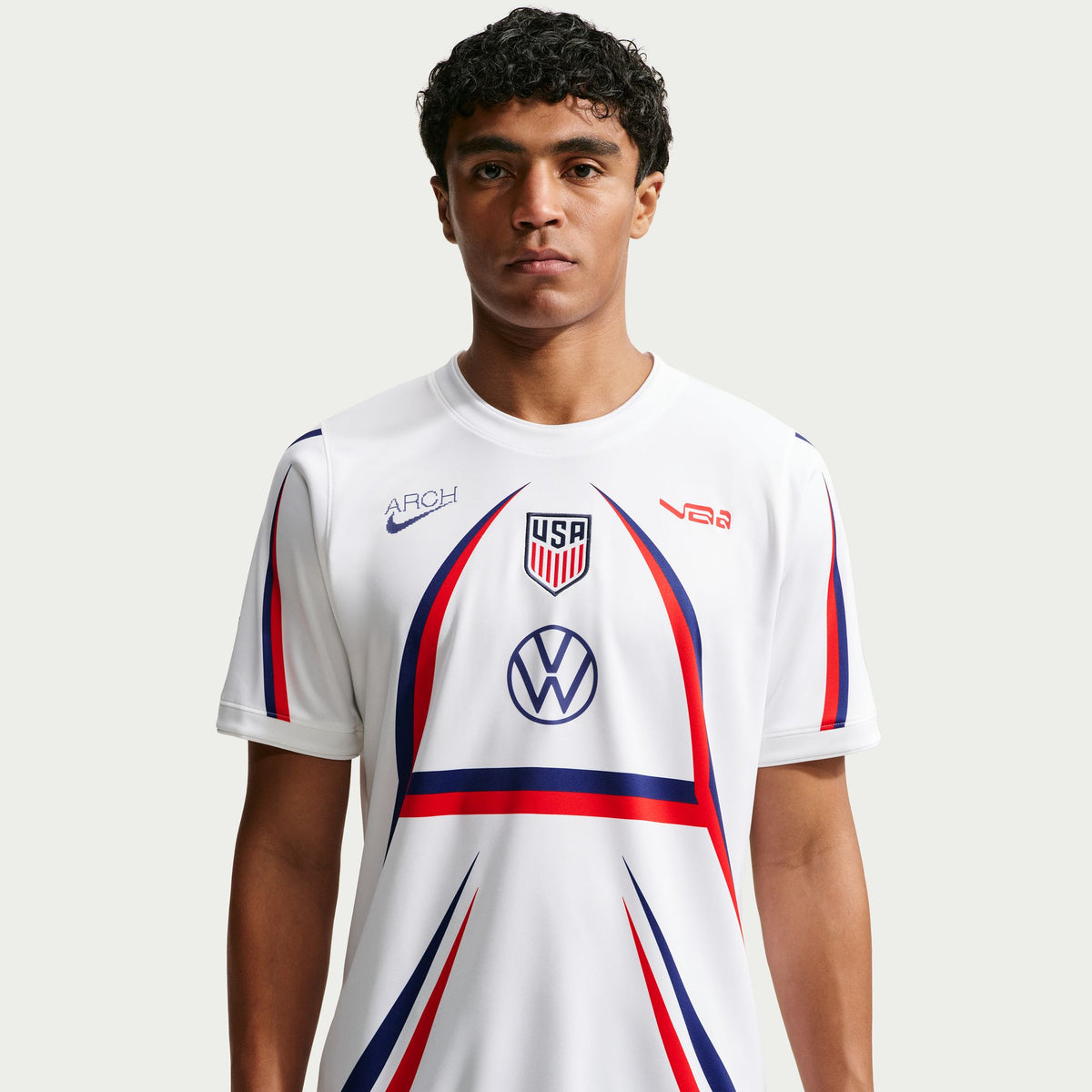 USA X V.A.A. Academy Pro Short-Sleeve Soccer Top White/Deep Royal Blue IH1696-100