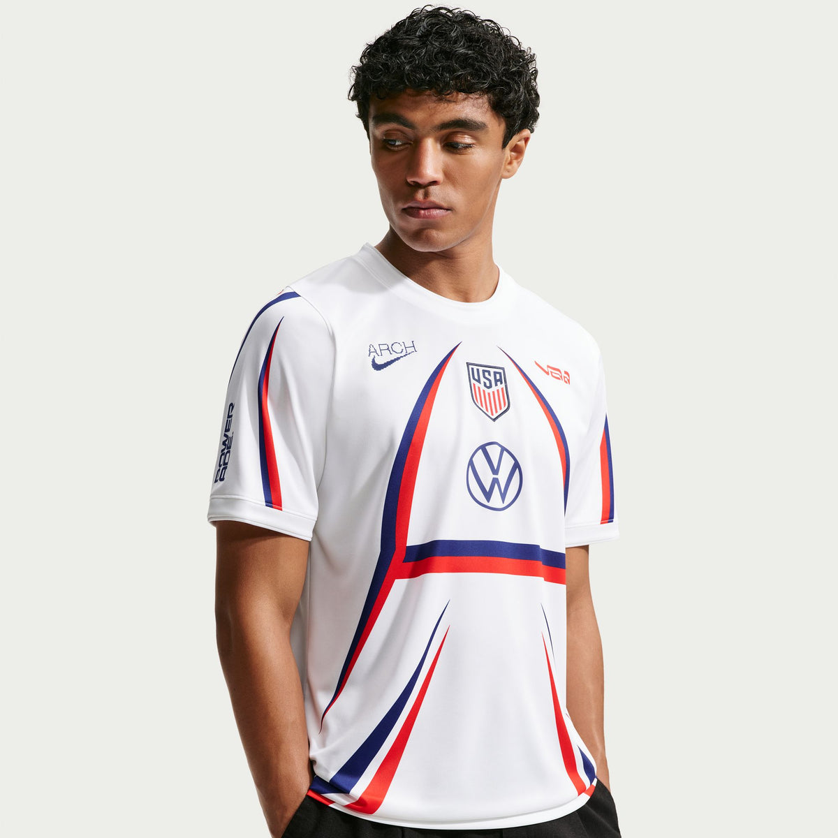 USA X V.A.A. Academy Pro Short-Sleeve Soccer Top White/Deep Royal Blue IH1696-100