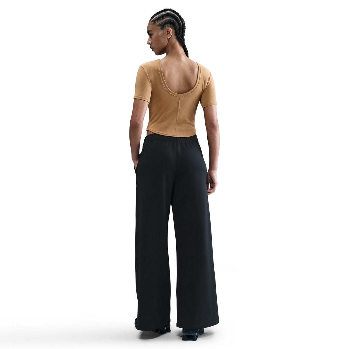 W NSW Mid-Rise Wide-Leg Track Pants Black/Sail IH8514-010