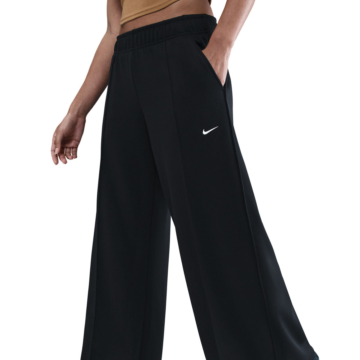 W NSW Mid-Rise Wide-Leg Track Pants Black/Sail IH8514-010