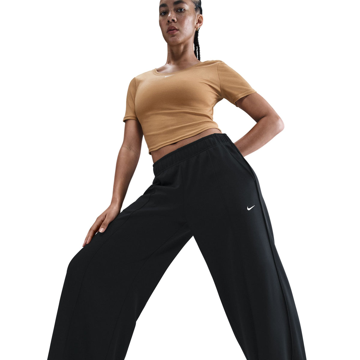 W NSW Mid-Rise Wide-Leg Track Pants Black/Sail IH8514-010