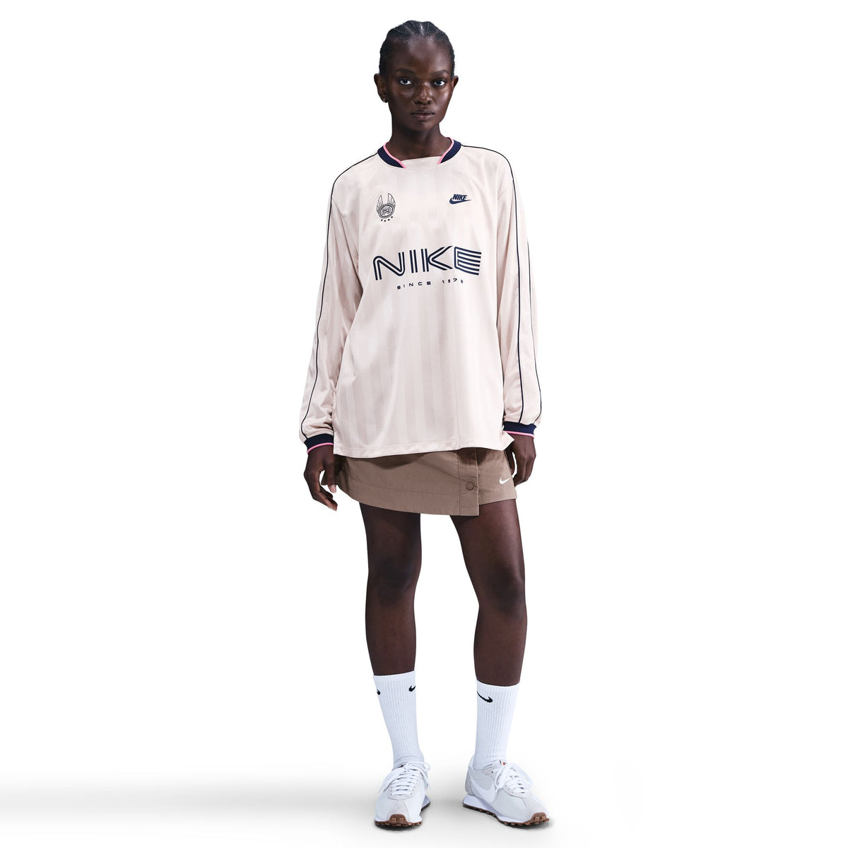 Nike W NSW Long-Sleeve Jersey Top Silt Red/Midnight Navy IM7452-667 