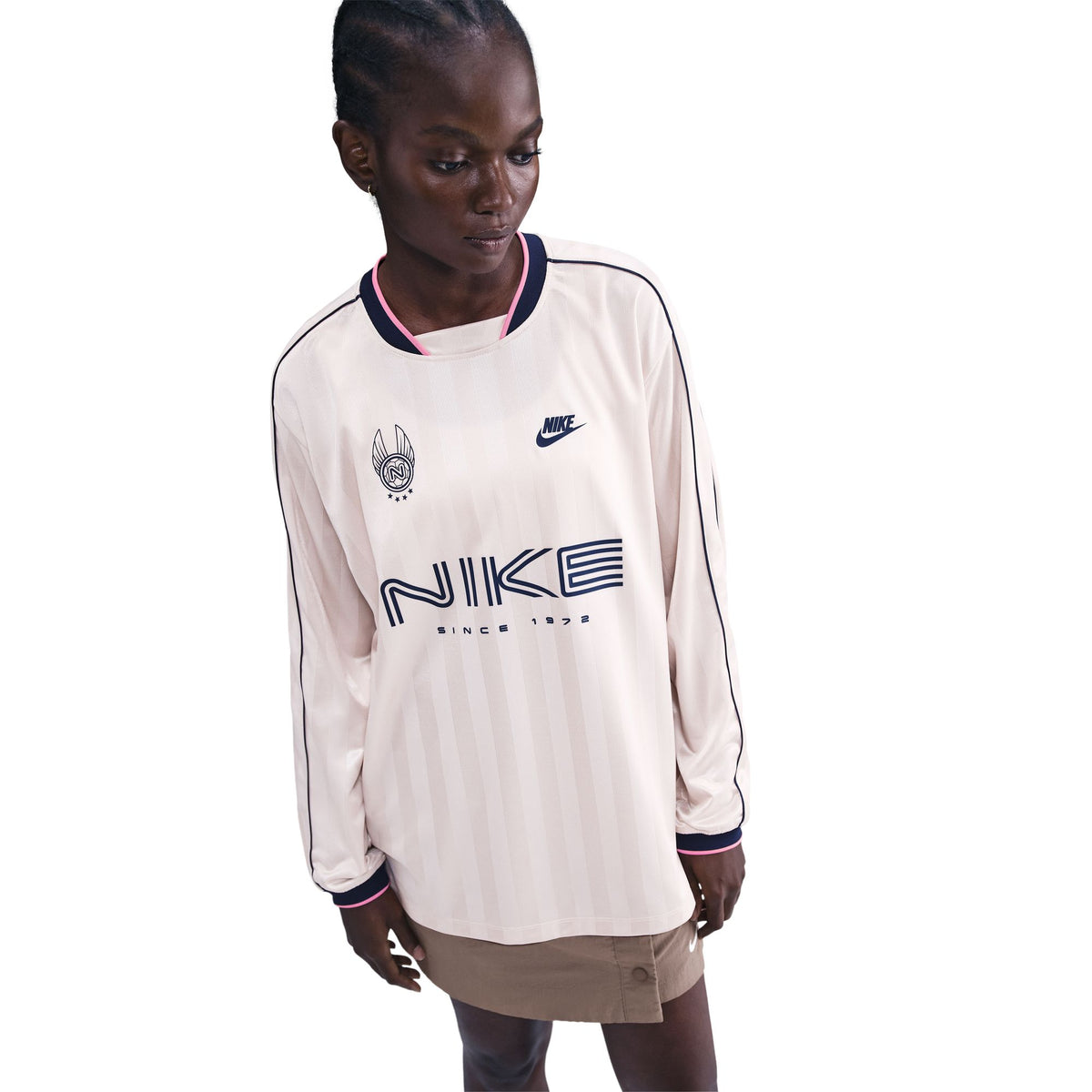 Nike W NSW Long-Sleeve Jersey Top Silt Red/Midnight Navy IM7452-667 