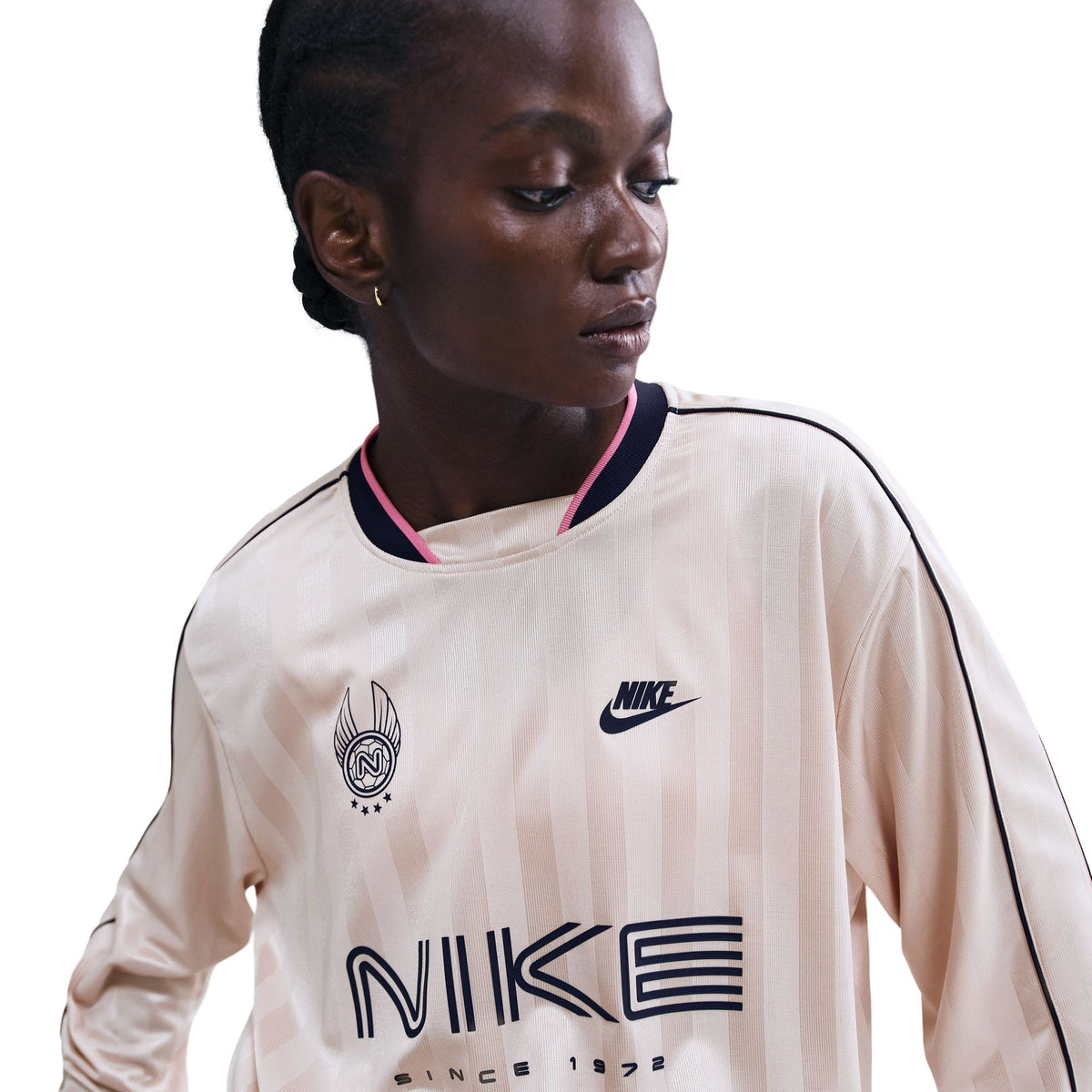 Nike W NSW Long-Sleeve Jersey Top Silt Red/Midnight Navy IM7452-667 