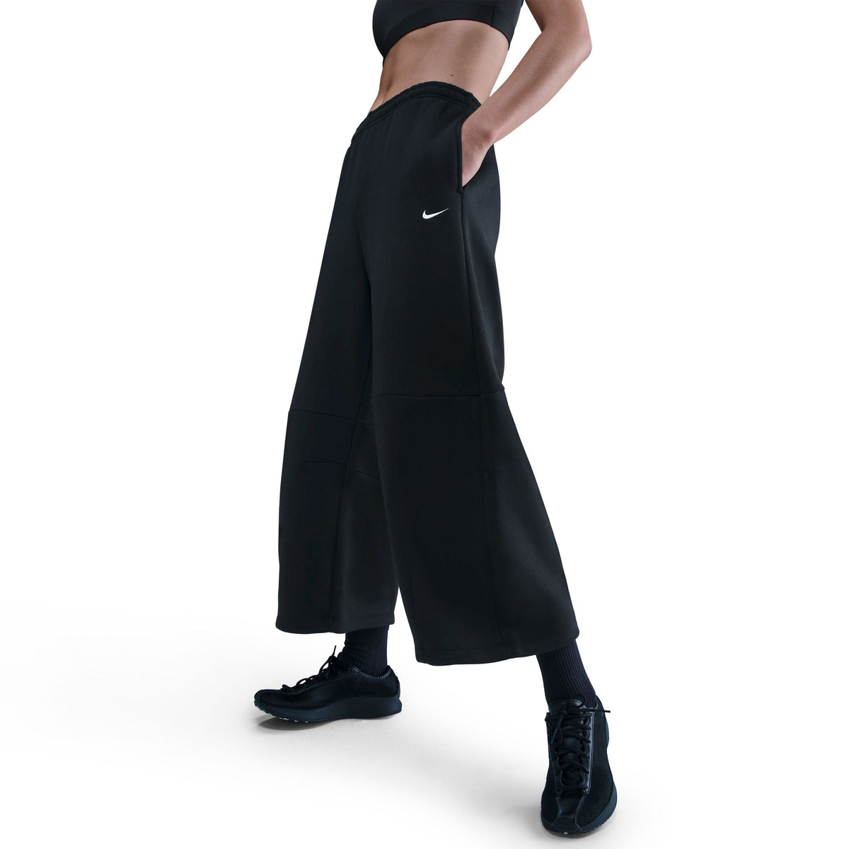W NSW Phoenix Fleece Loose Mid-Rise Barrel Pants Black/Sail IM7474-010 