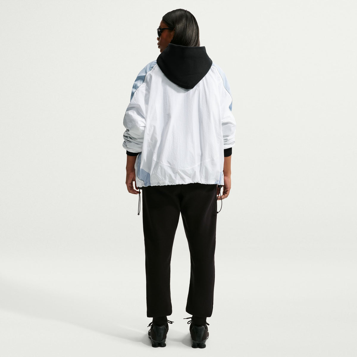 W Studio Fleece Medium Weight Overweight Pullover Hoodie Total Black/Sail IM8502-001 