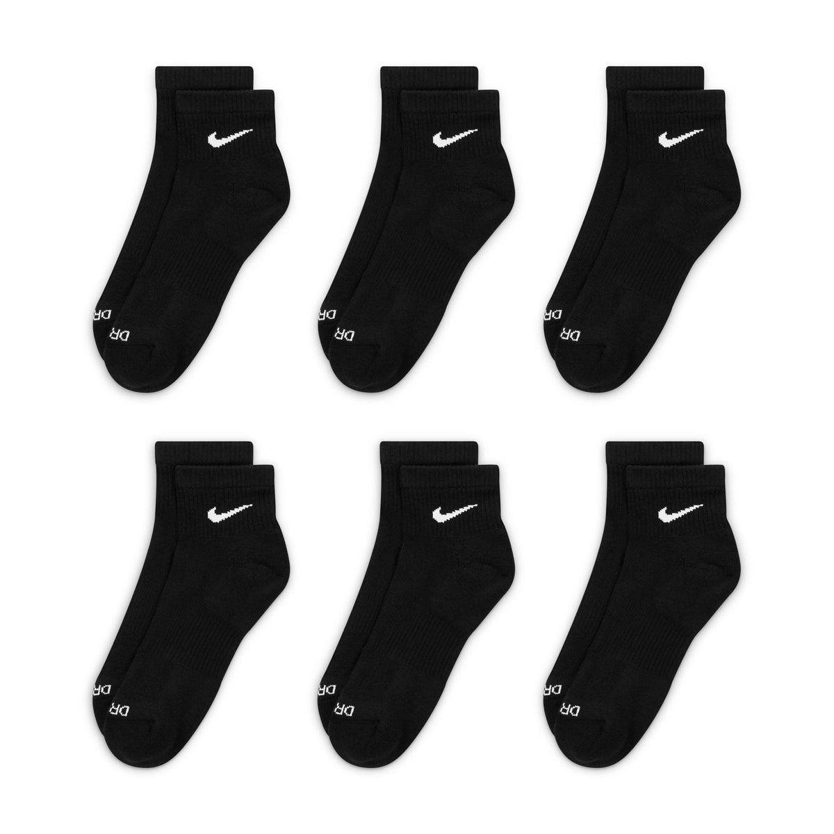 Nike Everyday Plus Cushioned Training Ankle Socks (6 PK) Black SX6899-010