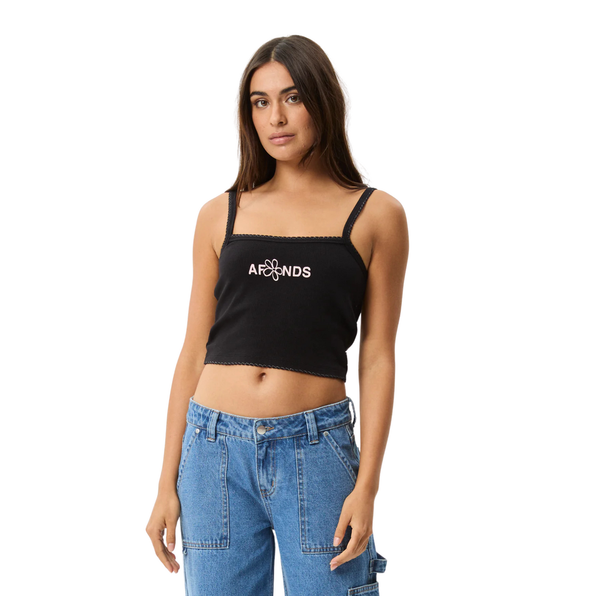 Afends Frolic Rib Singlet Black
