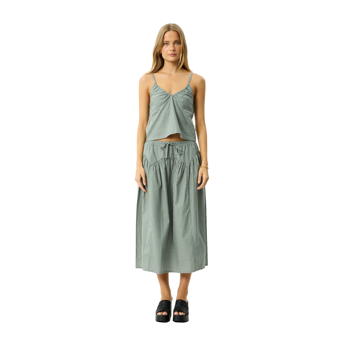 Afends Pinned Midi Skirt Sycamore Stripe