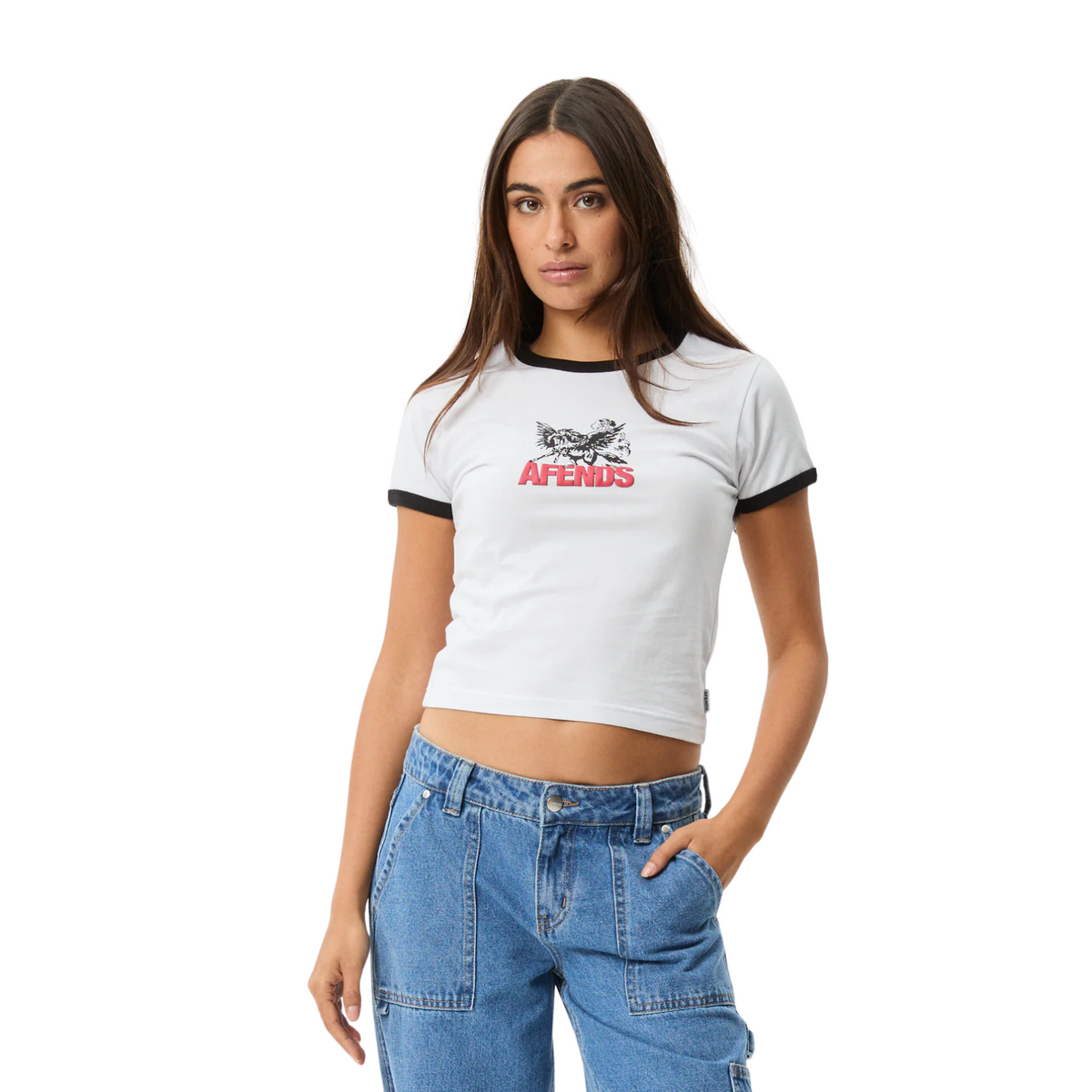 Afends Pony Up Ringer Tee White