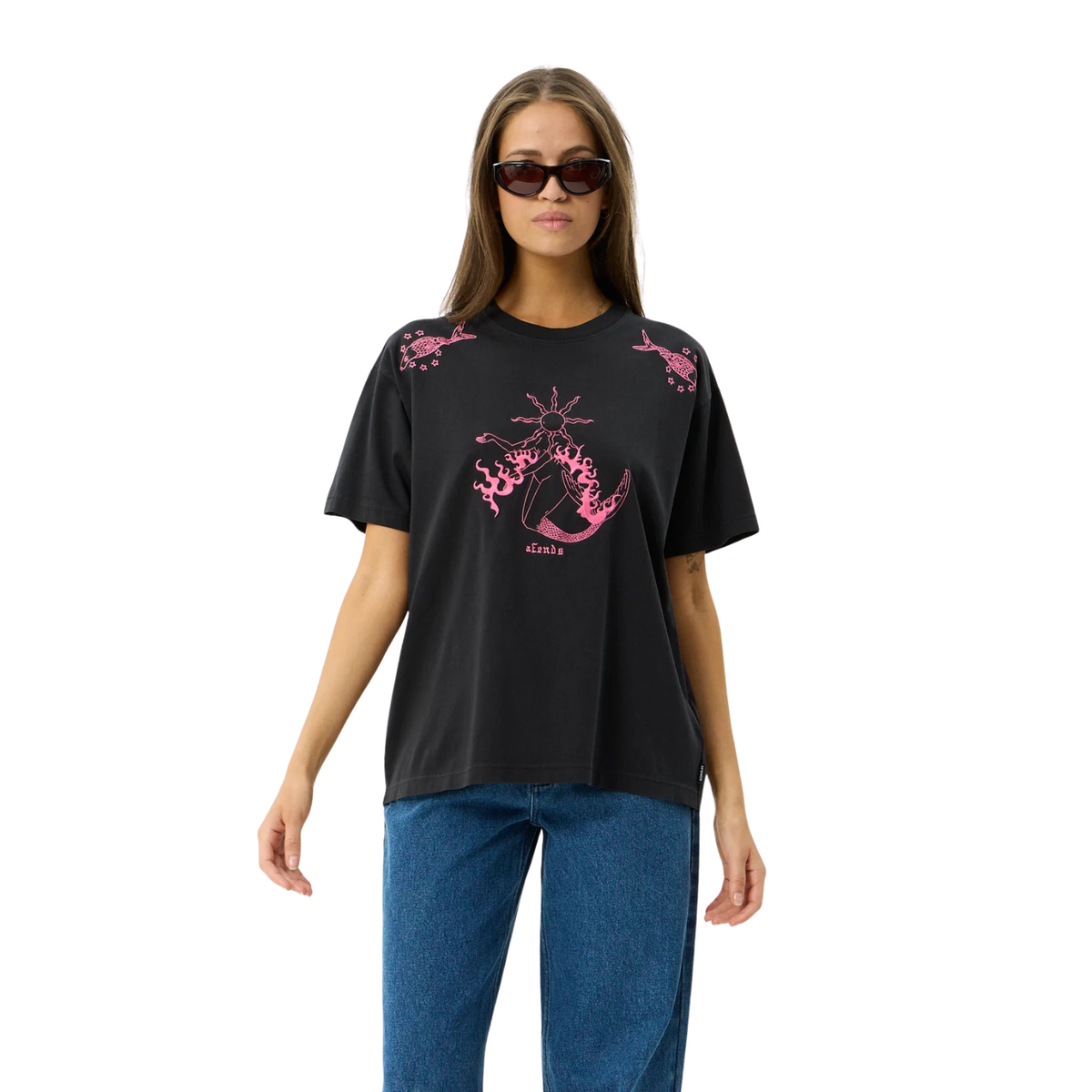 Afends Sea Siren Oversized Tee Stone Black