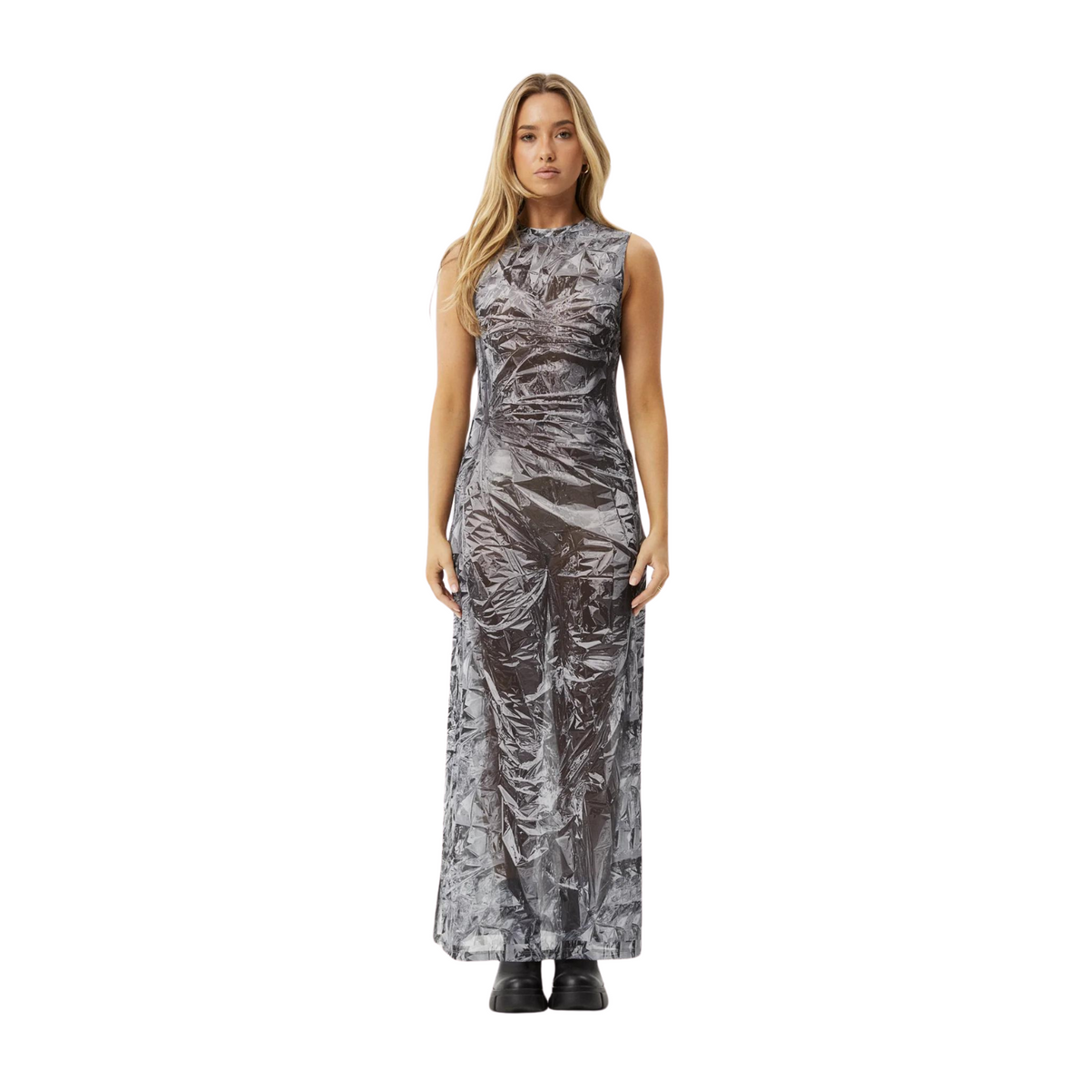 Afends Silver Lining Sheer Dress Chrome