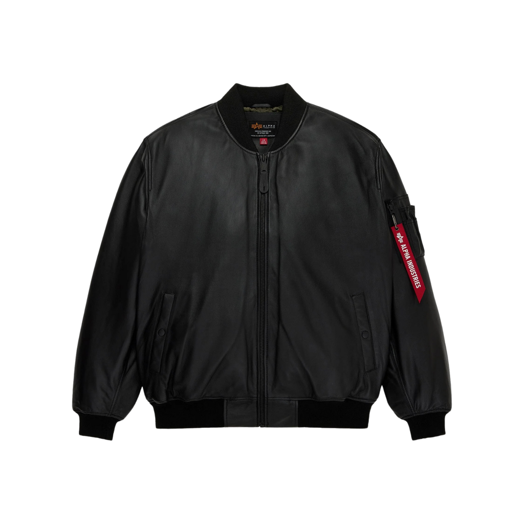 Alpha Industries Leather MA-1 Flight Jacket Black I Momentum