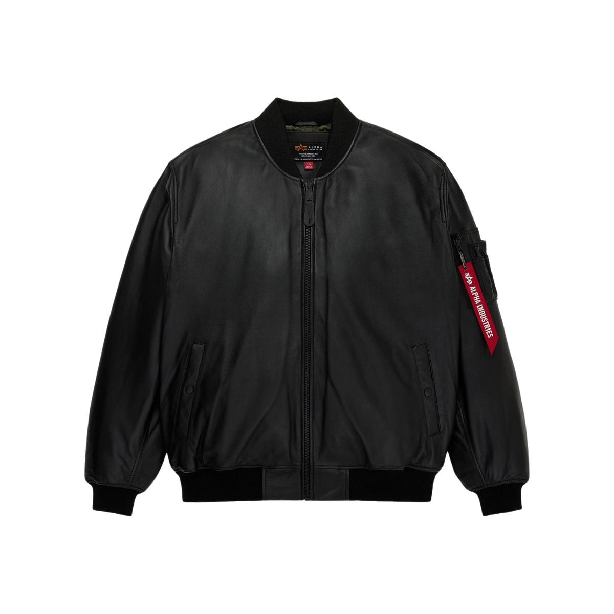 Alpha Industries Leather MA-1 Flight Jacket Black