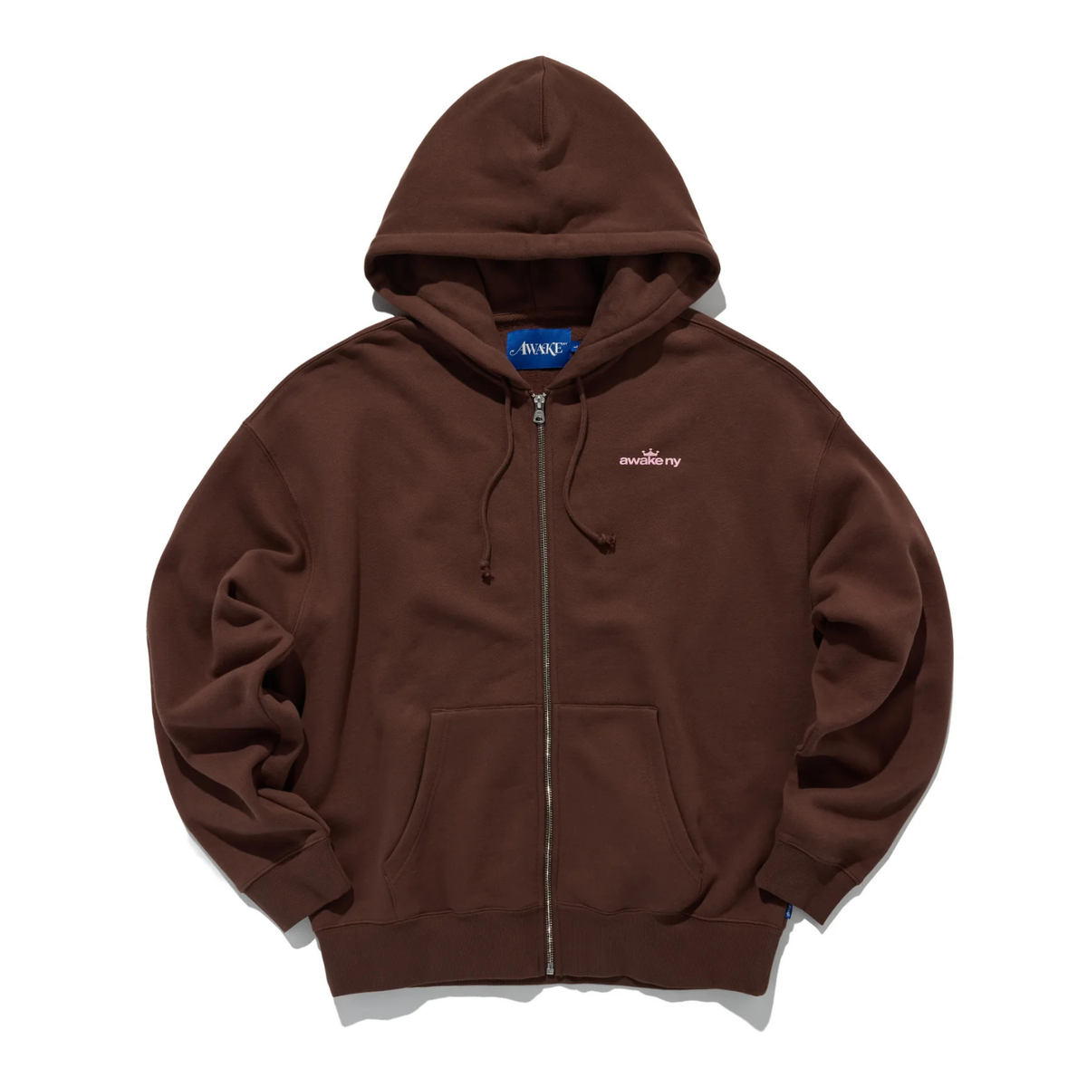 Awake Crown Logo Full-Zip Hoodie Brown