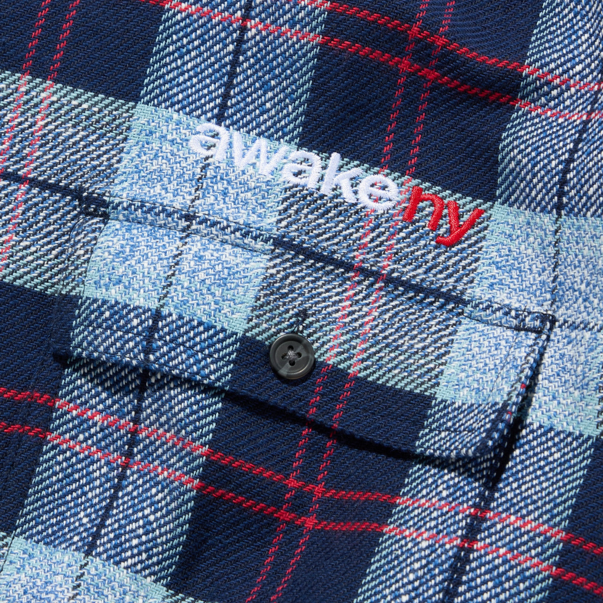 Awake Flannel Zip Shirt Blue