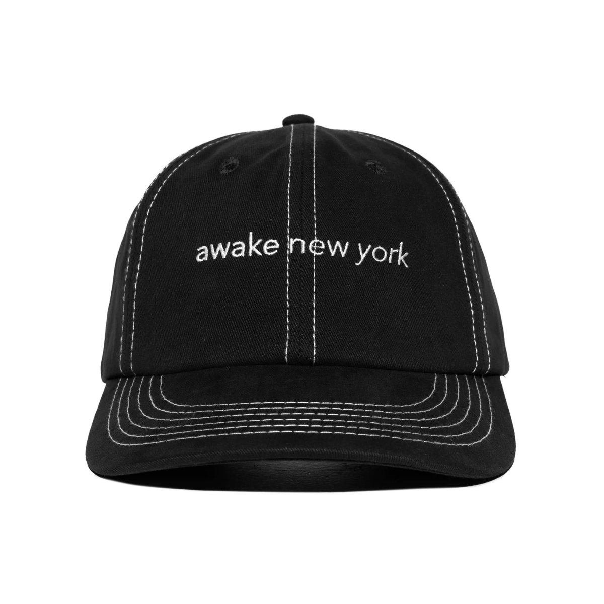 Awake NY Contrast Stitch 6 Panel Hat Black